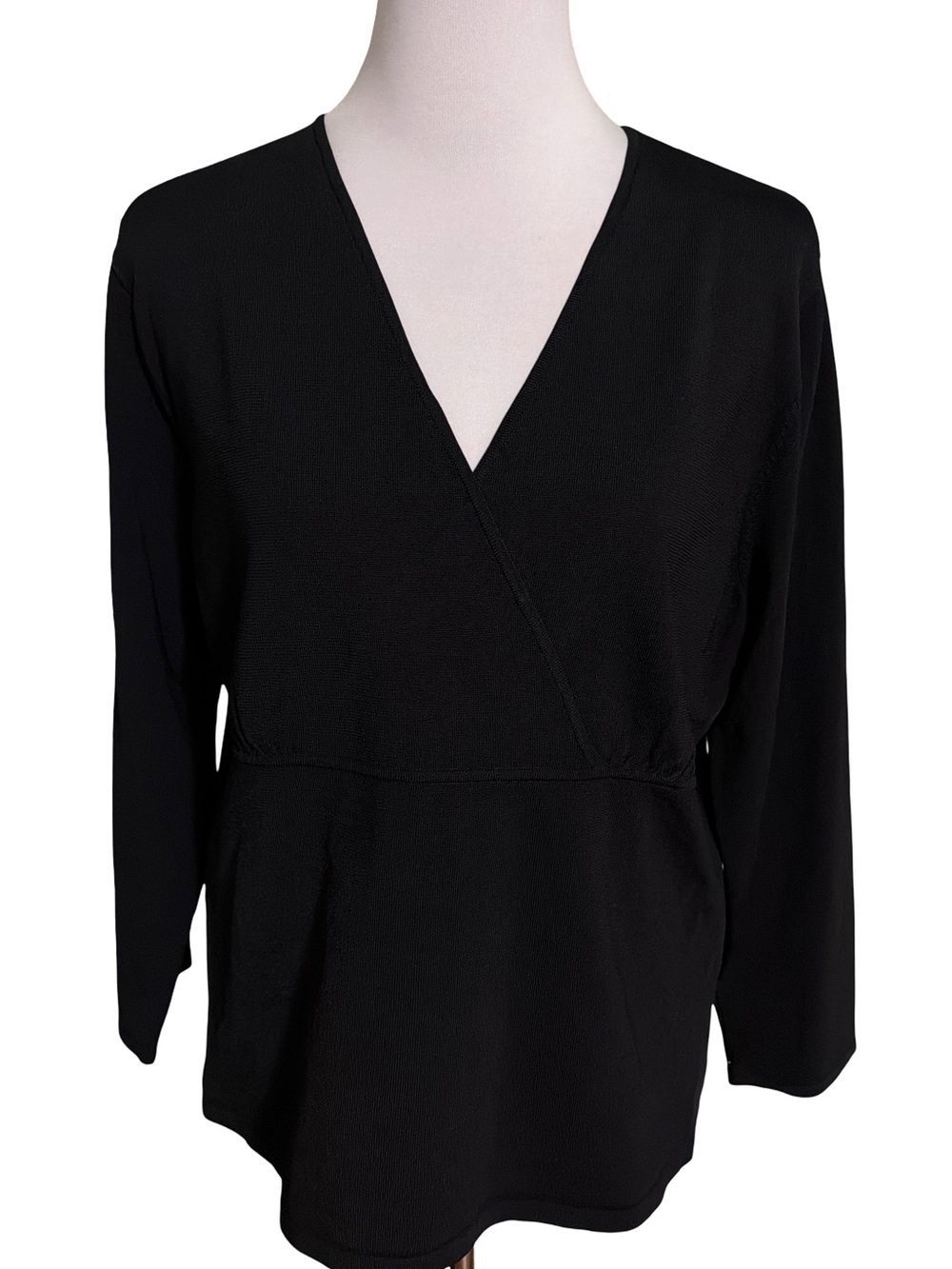Talbots Black V-Neck Wrap-Front Blouse